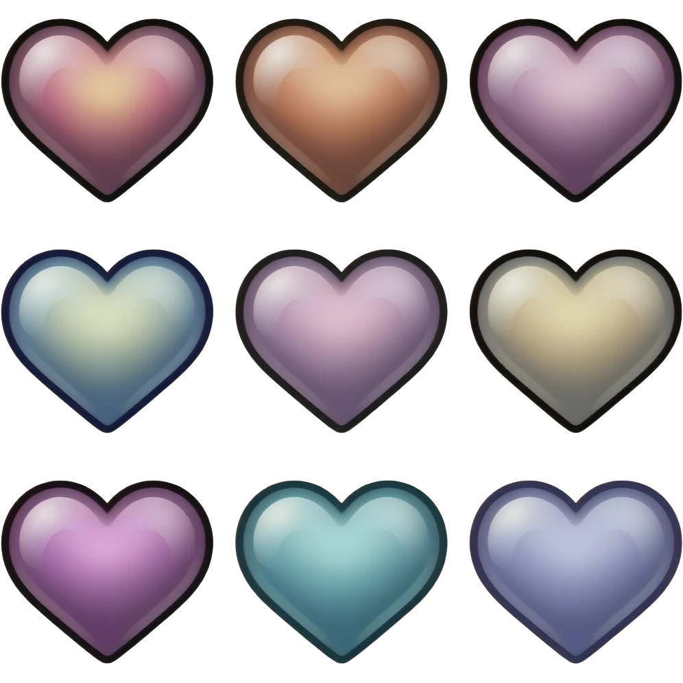 loads of different coolest galaxy hearts but all different colours black outlines cool galaxies different colour emoji