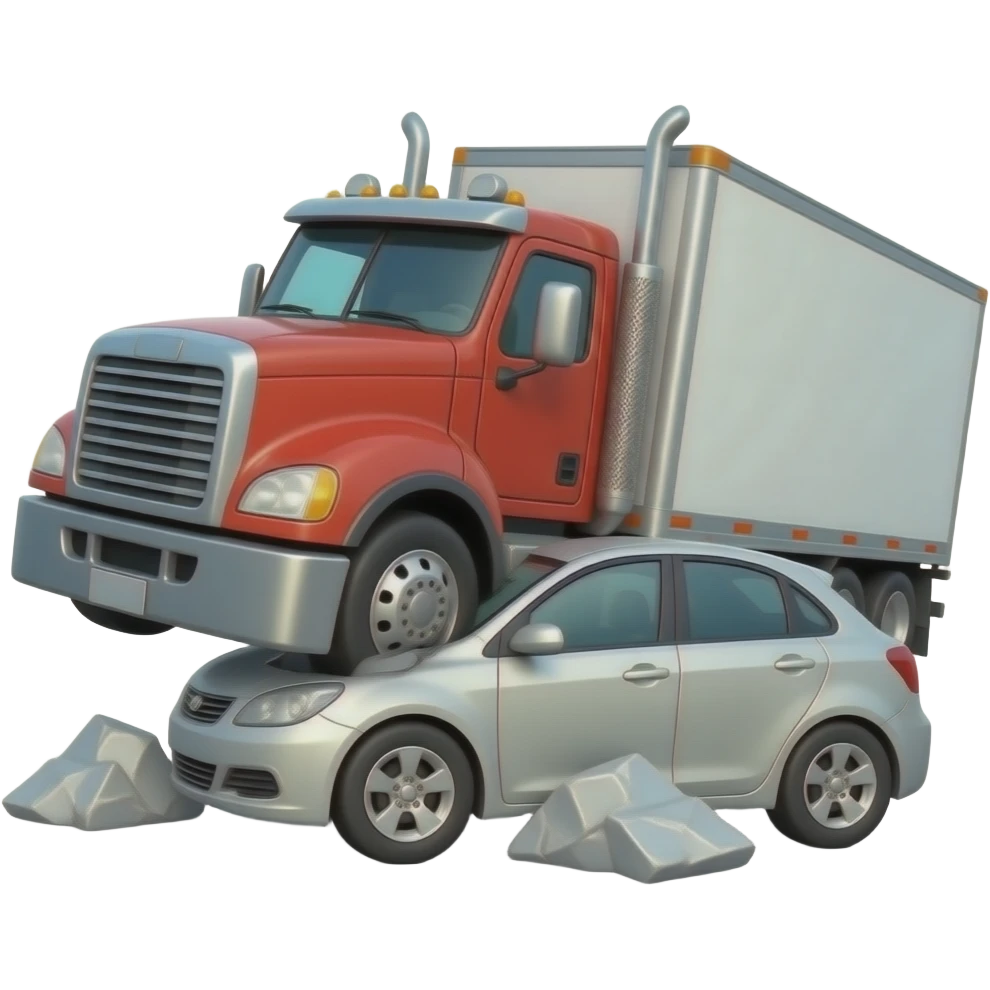 Truck crashing into a car emoji