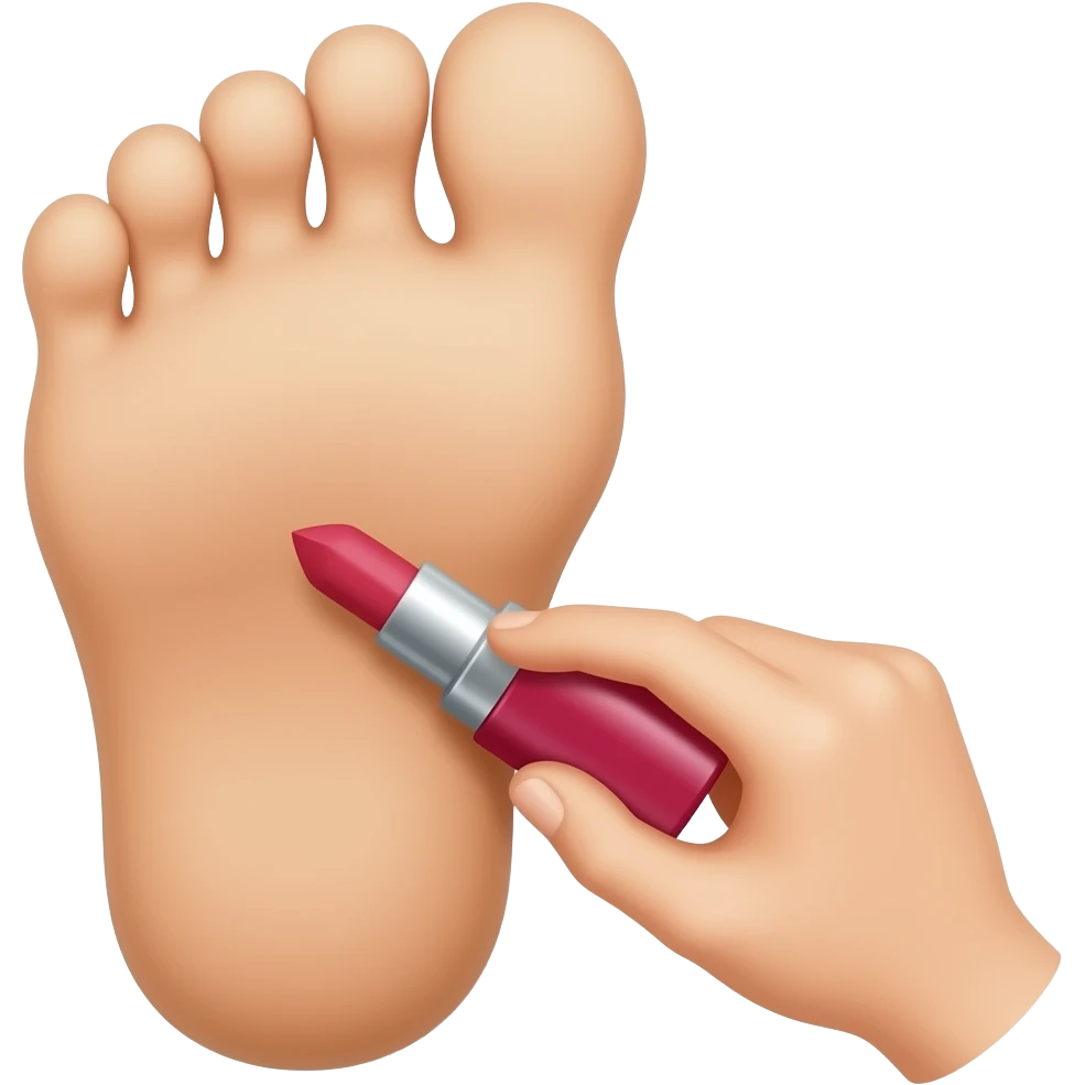 A foot applying lipstick emoji