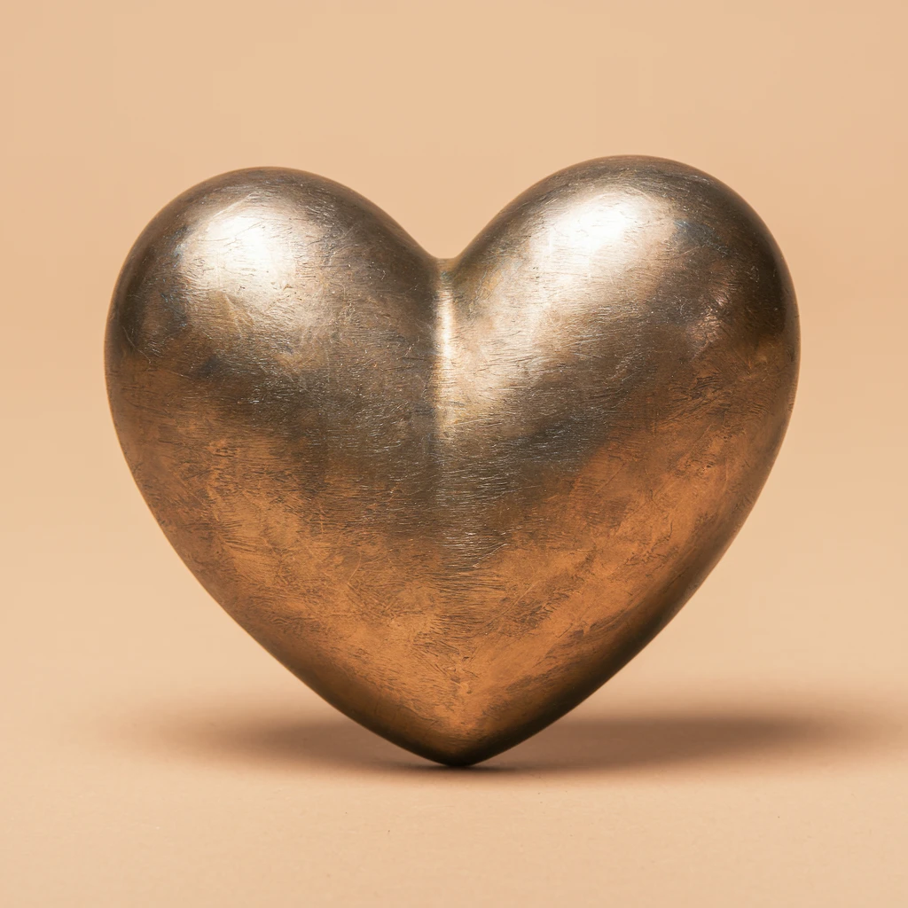 heart with a metallic bronze finish emoji