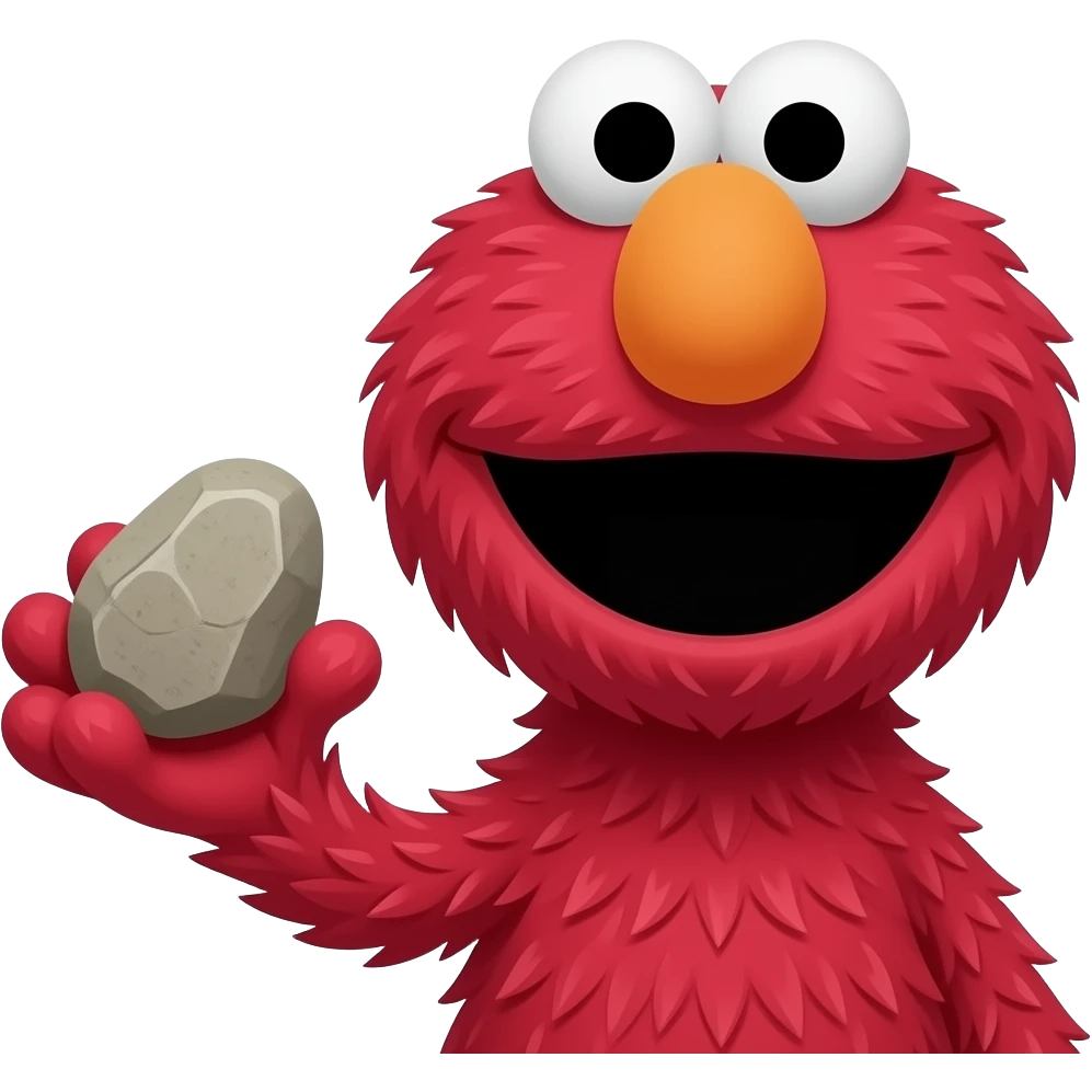 Elmo with a rock emoji