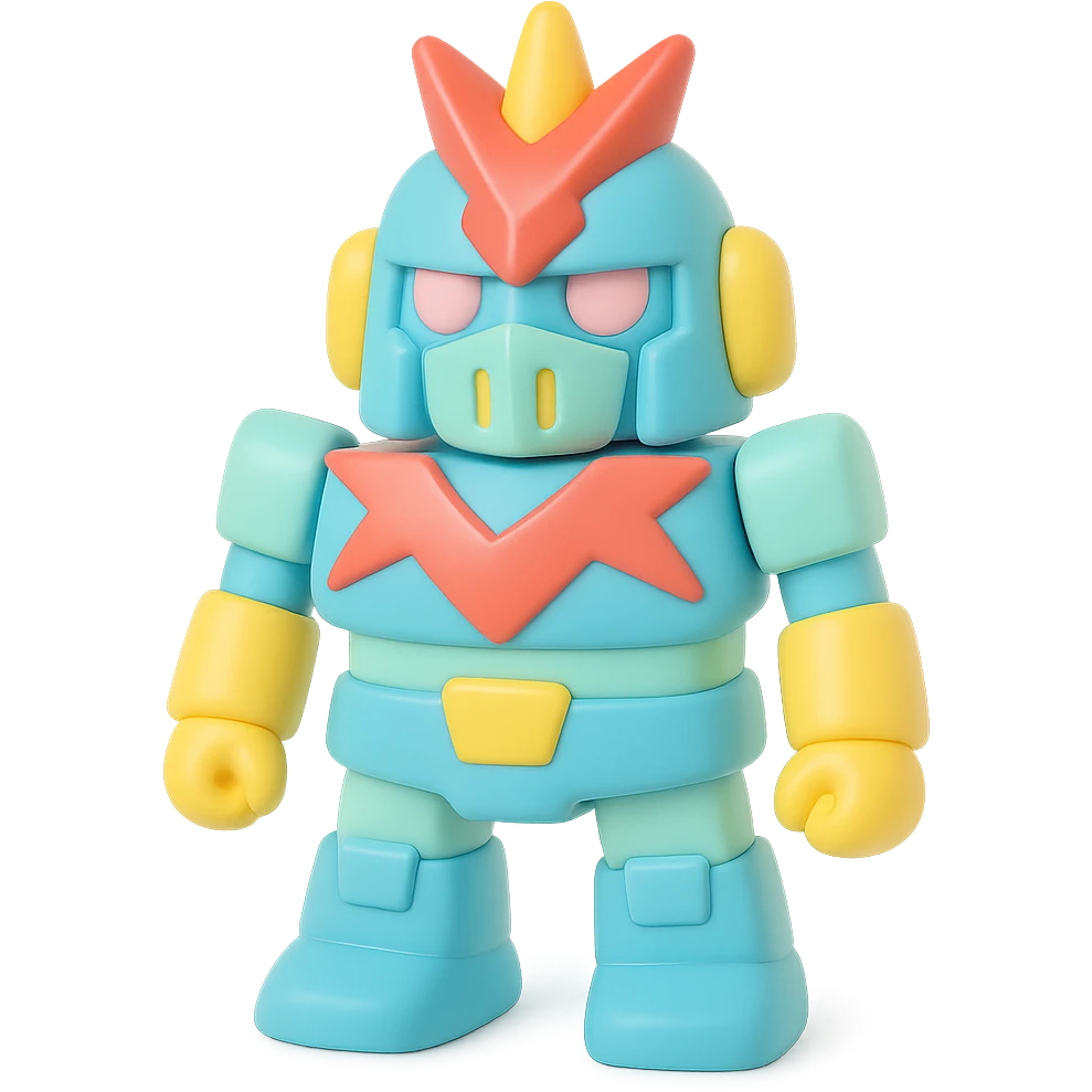 Voltes V robot as a shiny 3D action figure, vibrant and bright color palette emoji
