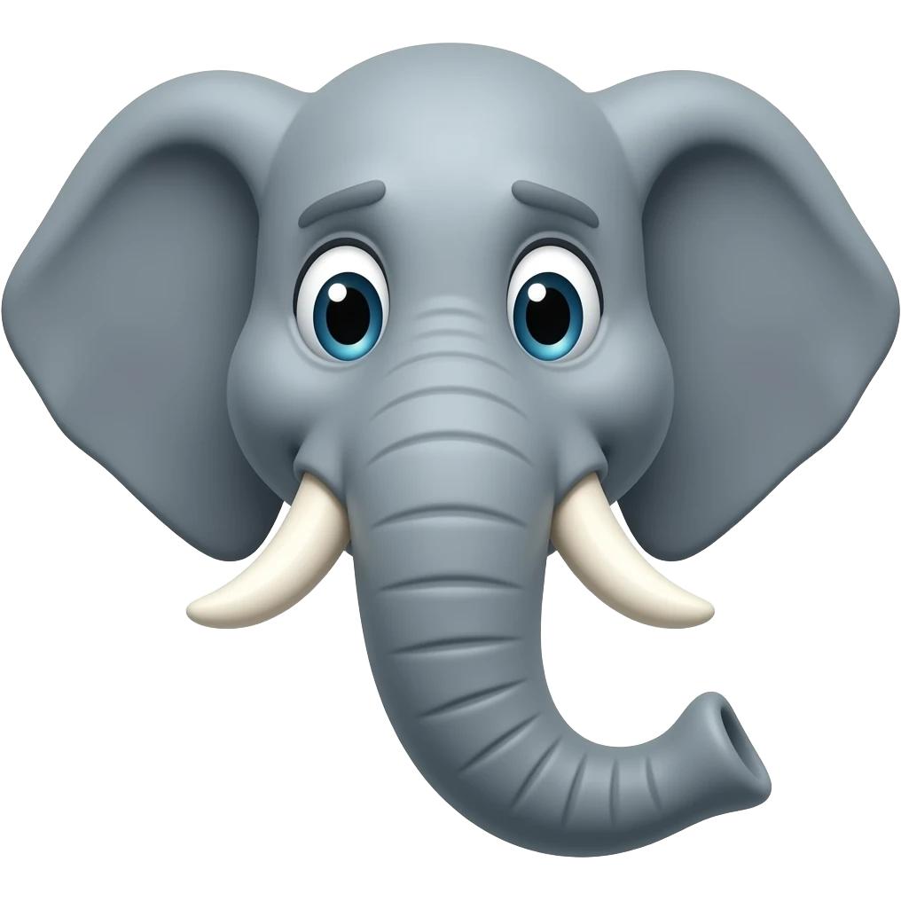 elephant face only. with laughing nervously worry expression emoji