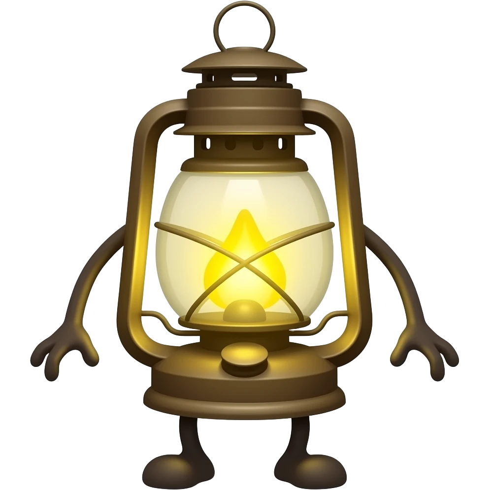 A lantern with legs and arms emoji