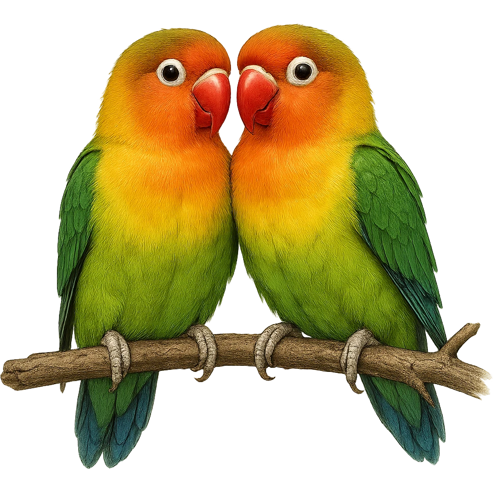 lovebirds on a branch, no background emoji