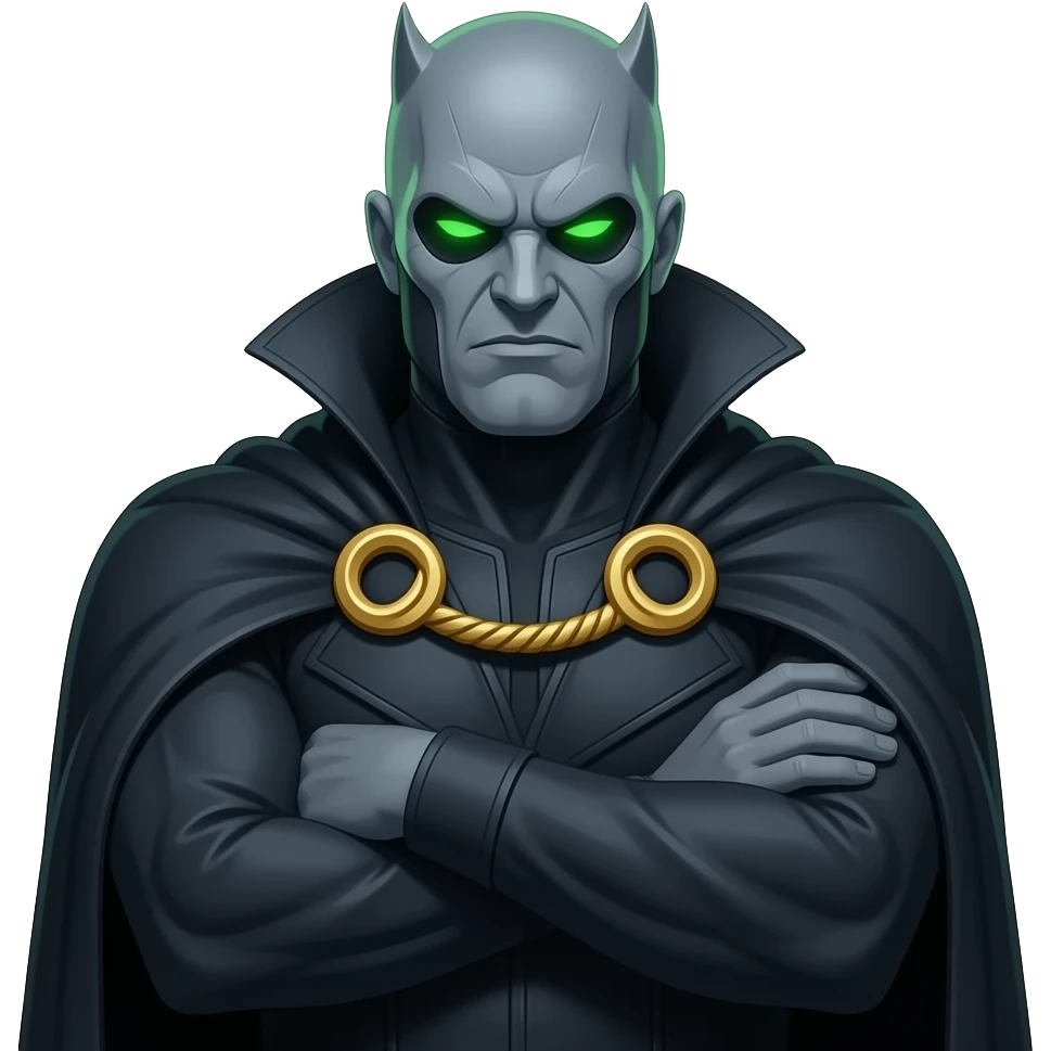 Doctor Doom with arms crossed and green glowing eyes emoji