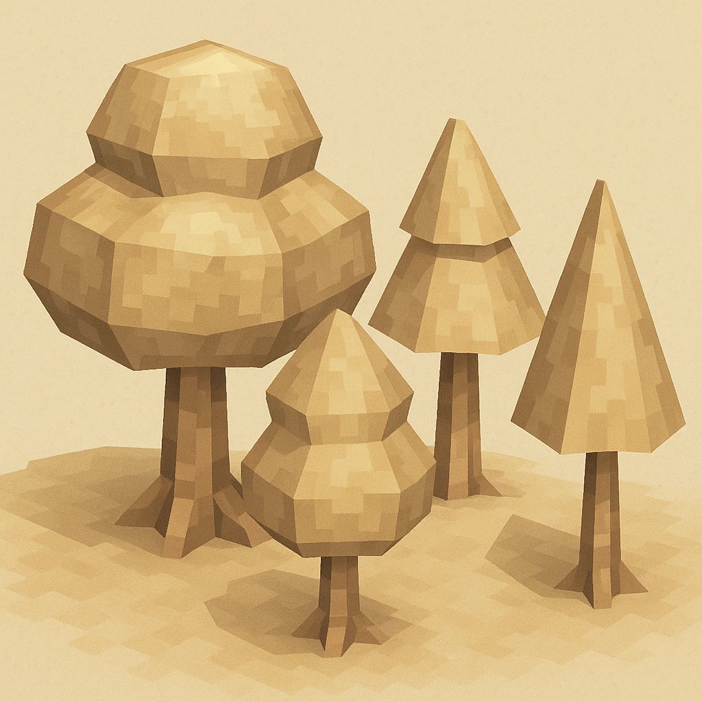 aesthetic trees icon, 3D minimal style, soft beige color palette, elegant, soft lighting emoji
