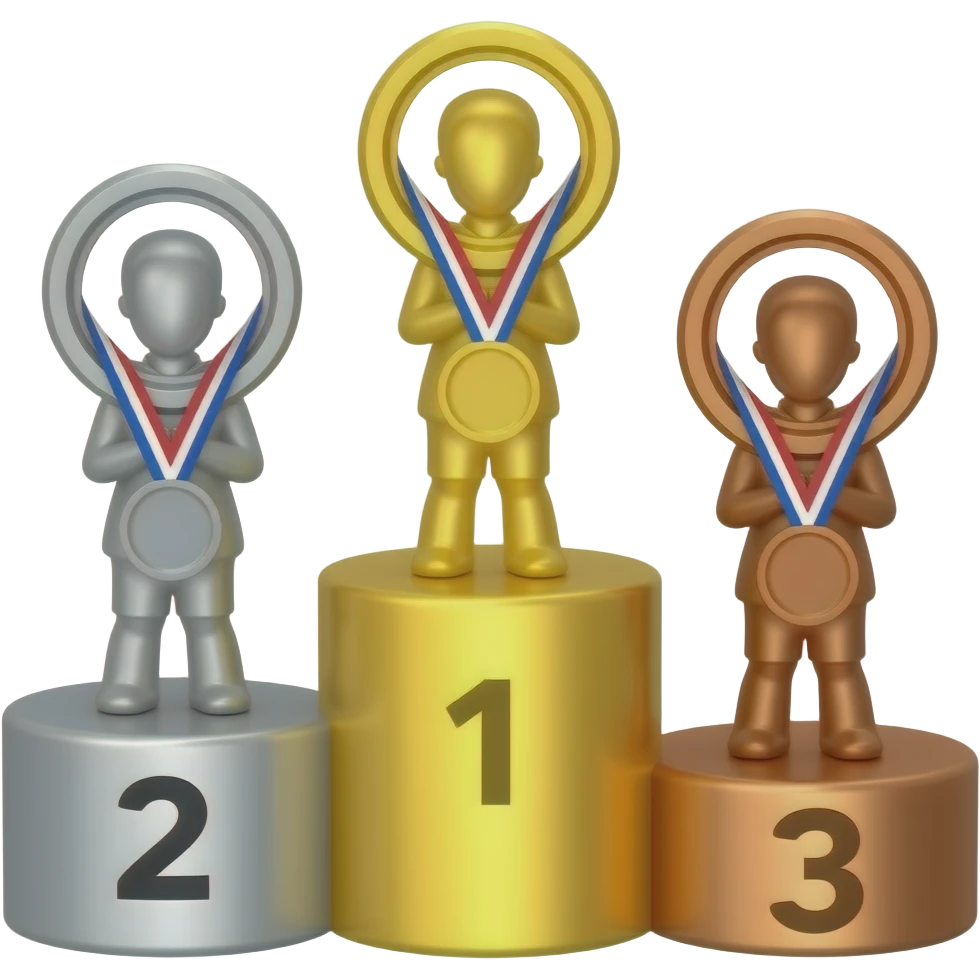 Podium olympic ranking three rank places silver gold bronze emoji gold in middle emoji