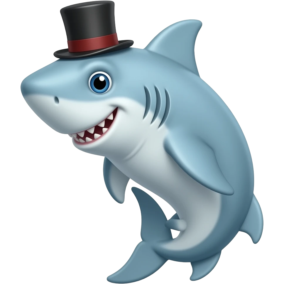 Shark with a top hat emoji