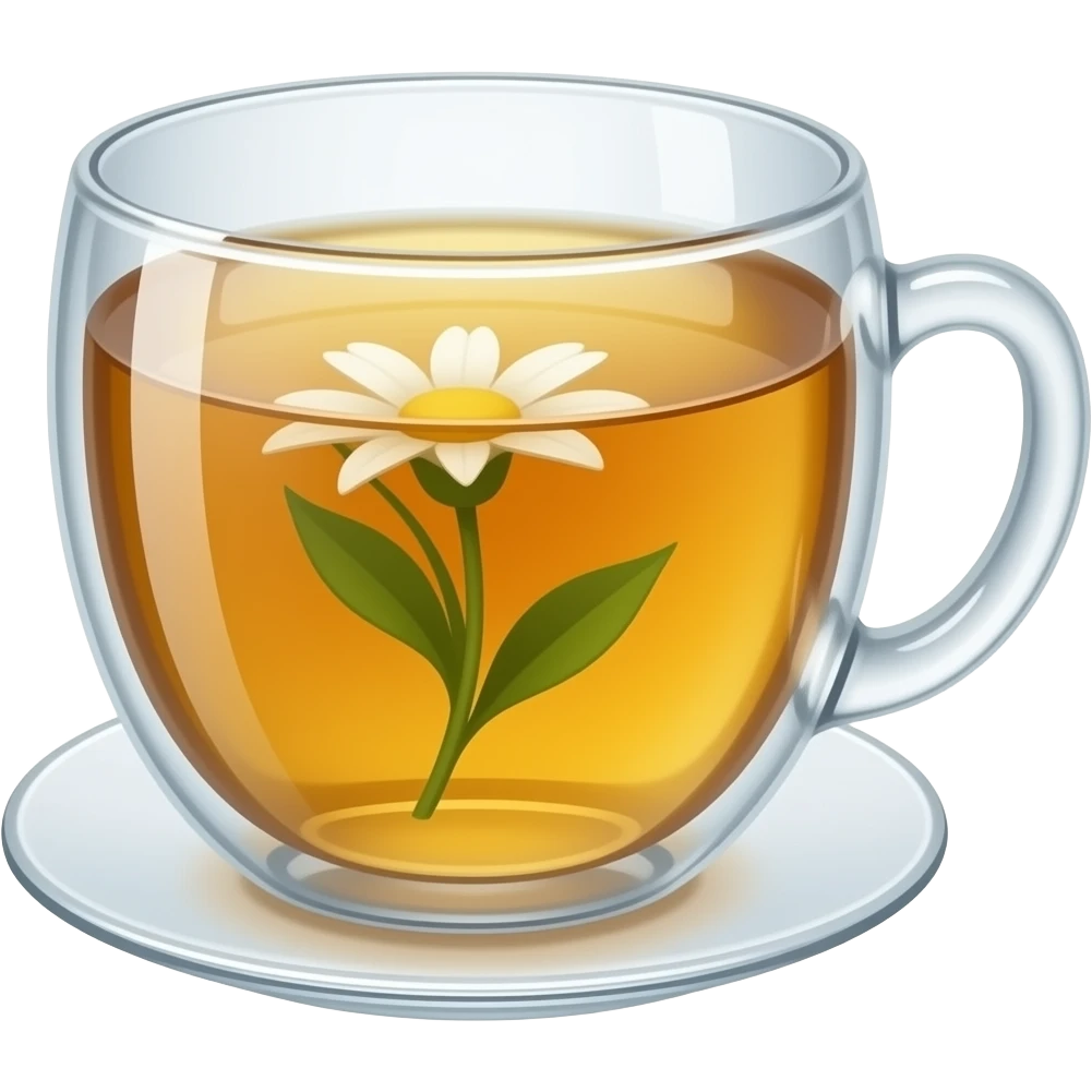Glass cup of tea with a flower in it emoji