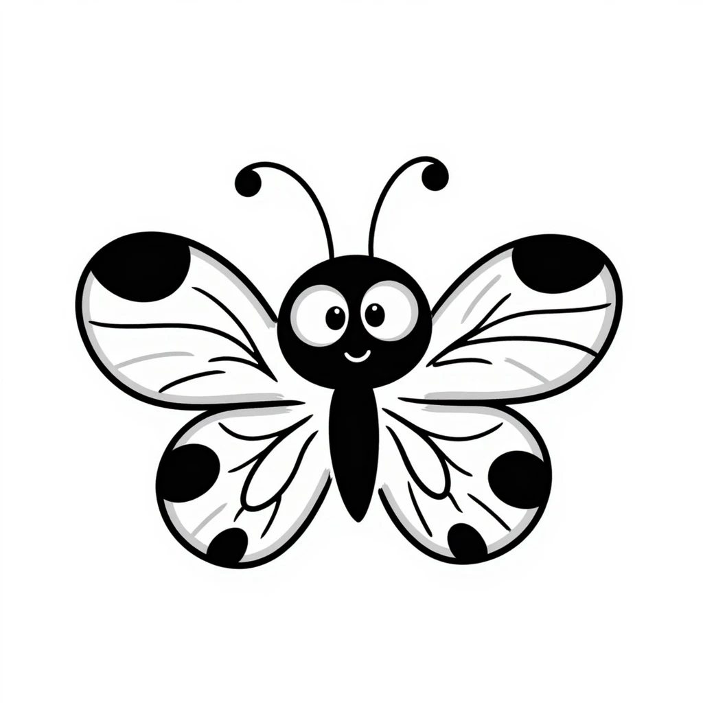 a butterfly in hand-drawn doodle style with black lines and whimsical look emoji