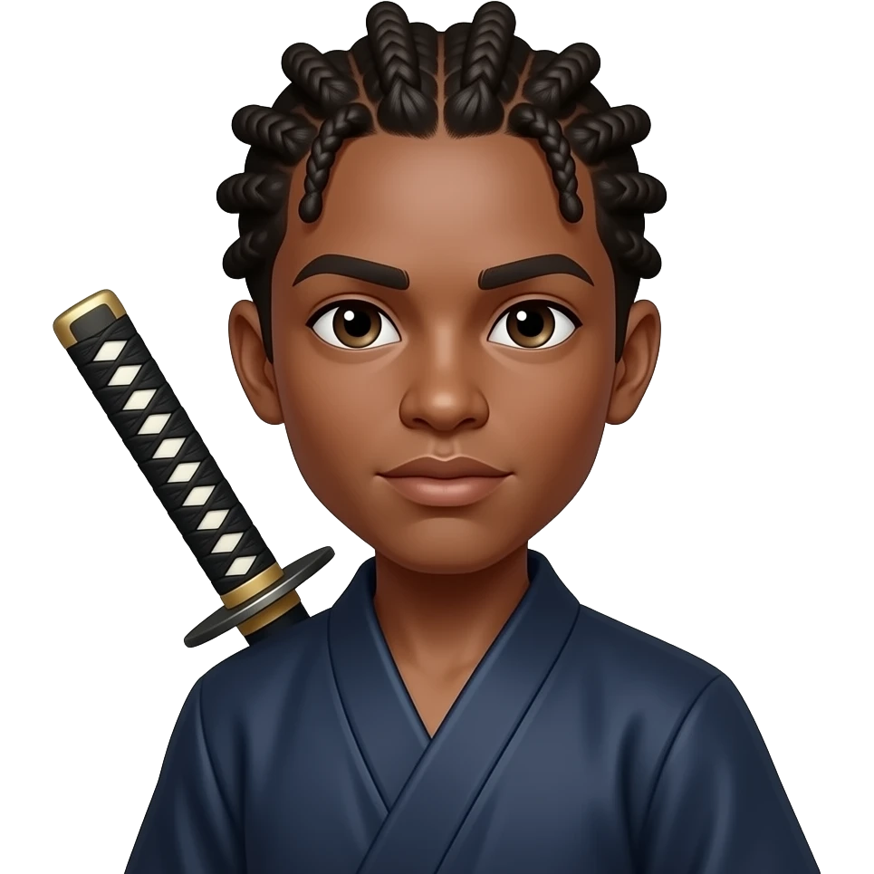 lightskin, cornrow, with katana emoji