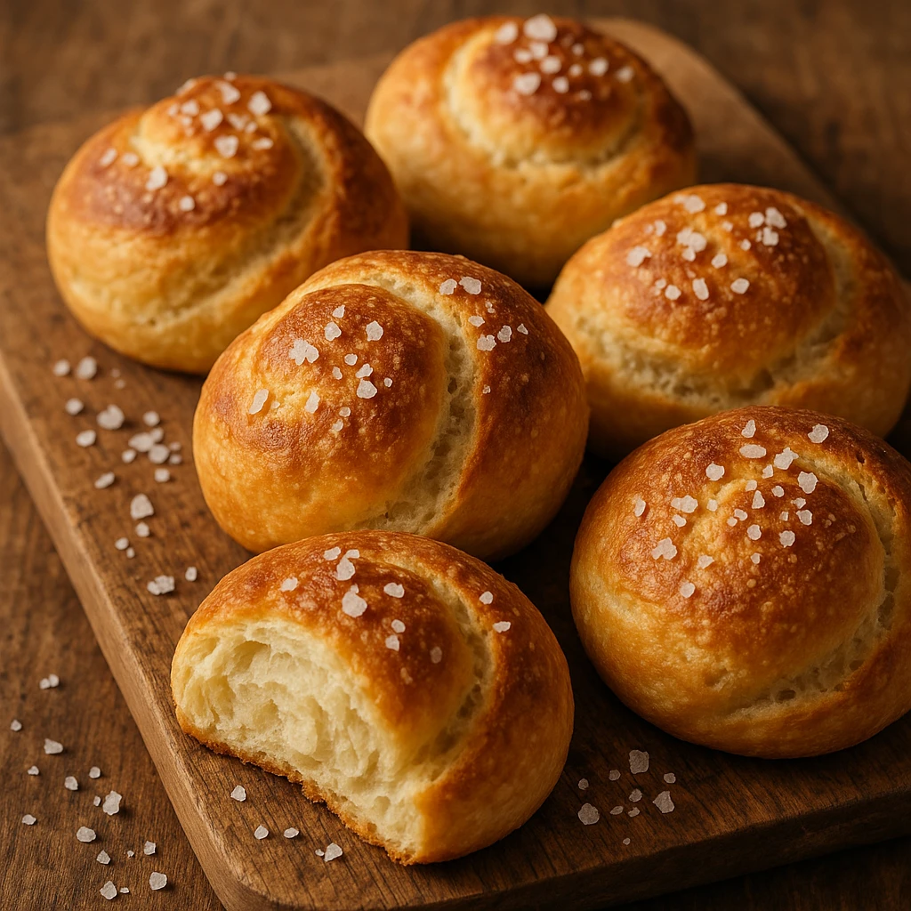 salted butter rolls, rustic, sprinkled with sea salt, artisanal look emoji