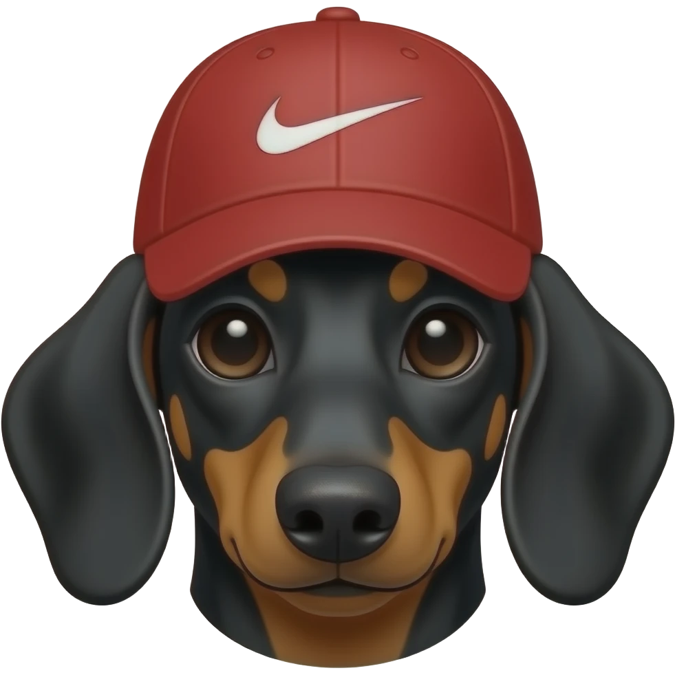 Cara de perro salchicha con gorra Nike roja emoji