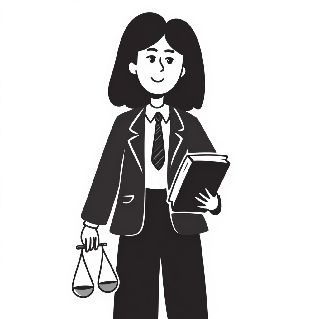A female lawyer with a book and scales emoji
