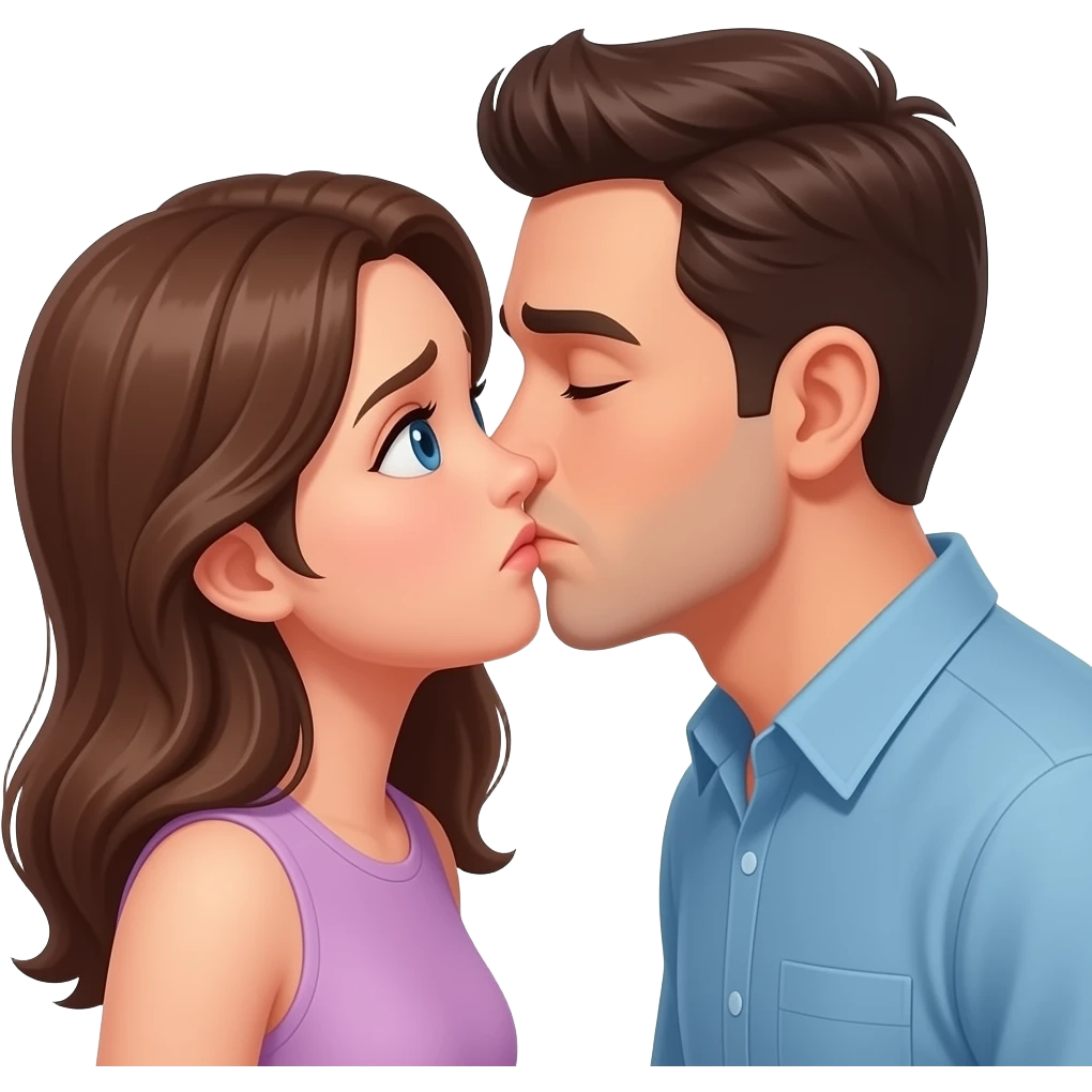 couple kissing the girl is worried emoji