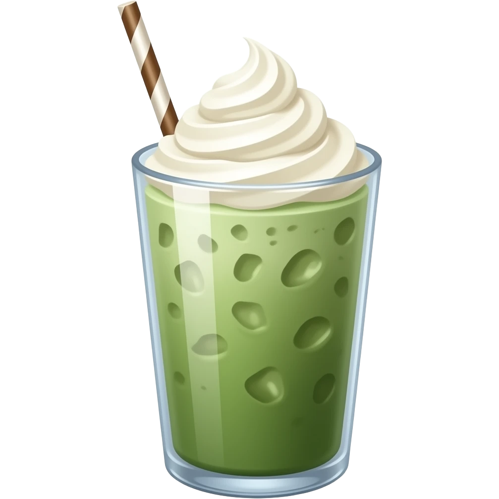 i want matcha with cream on top, iced in a transparent glass with a straw emoji