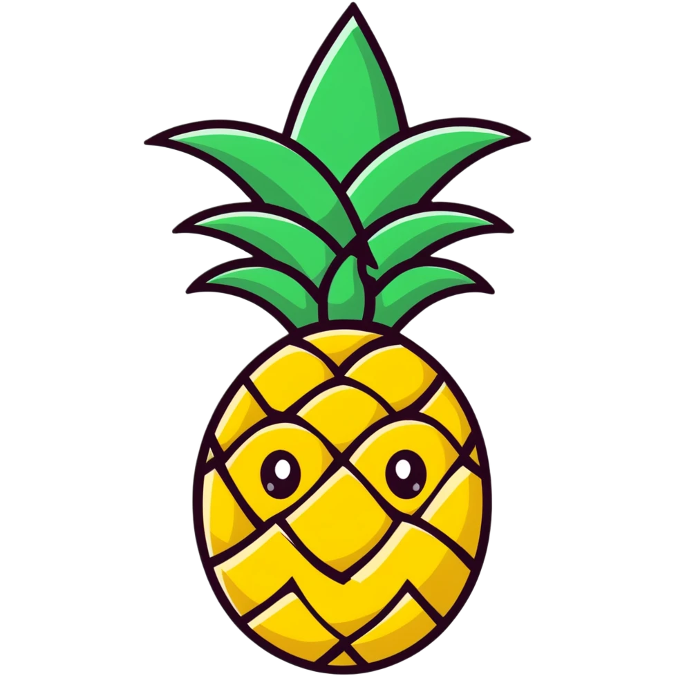 cute pineapple with smiling face emoji