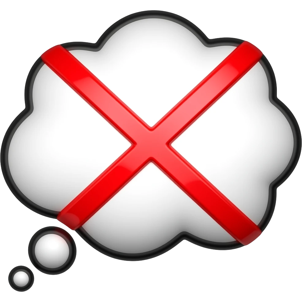 A thought bubble crossed with a red line emoji