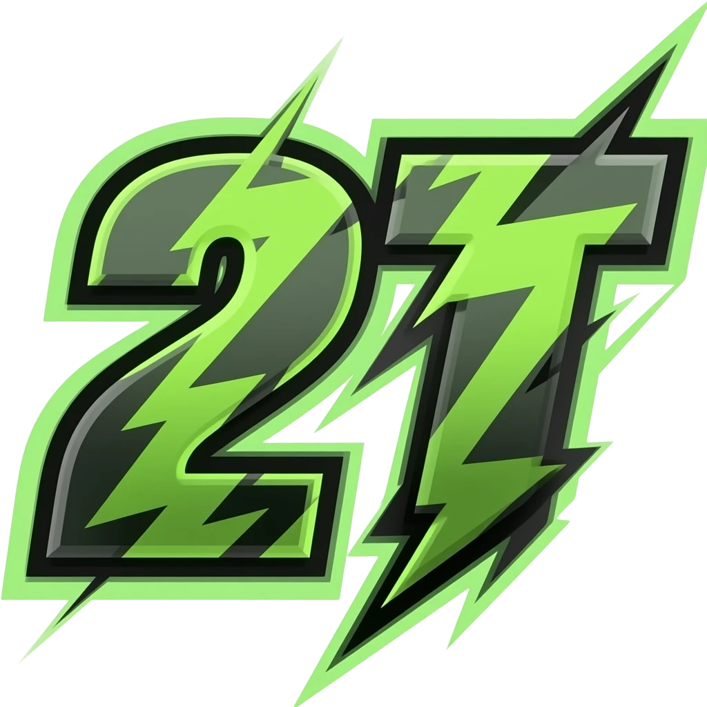 23T in neon green and black for racing numbers and lightening bolts emoji