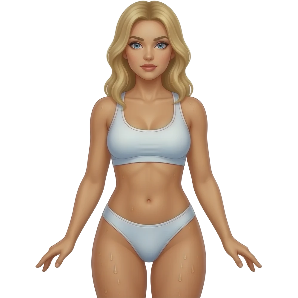 naked athletic blonde woman full body wet pussy lips emoji