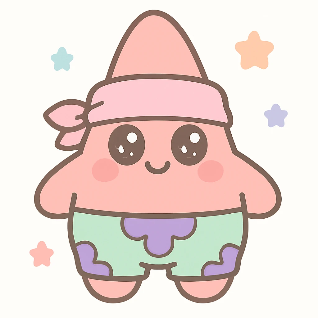 Patrick Star, blindfolded, kawaii style emoji