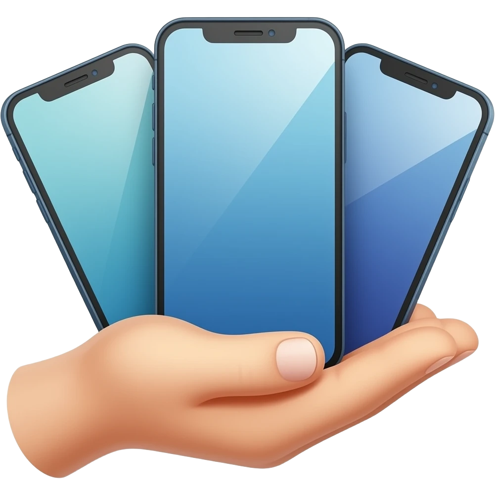 3 smartphone in hand emoji