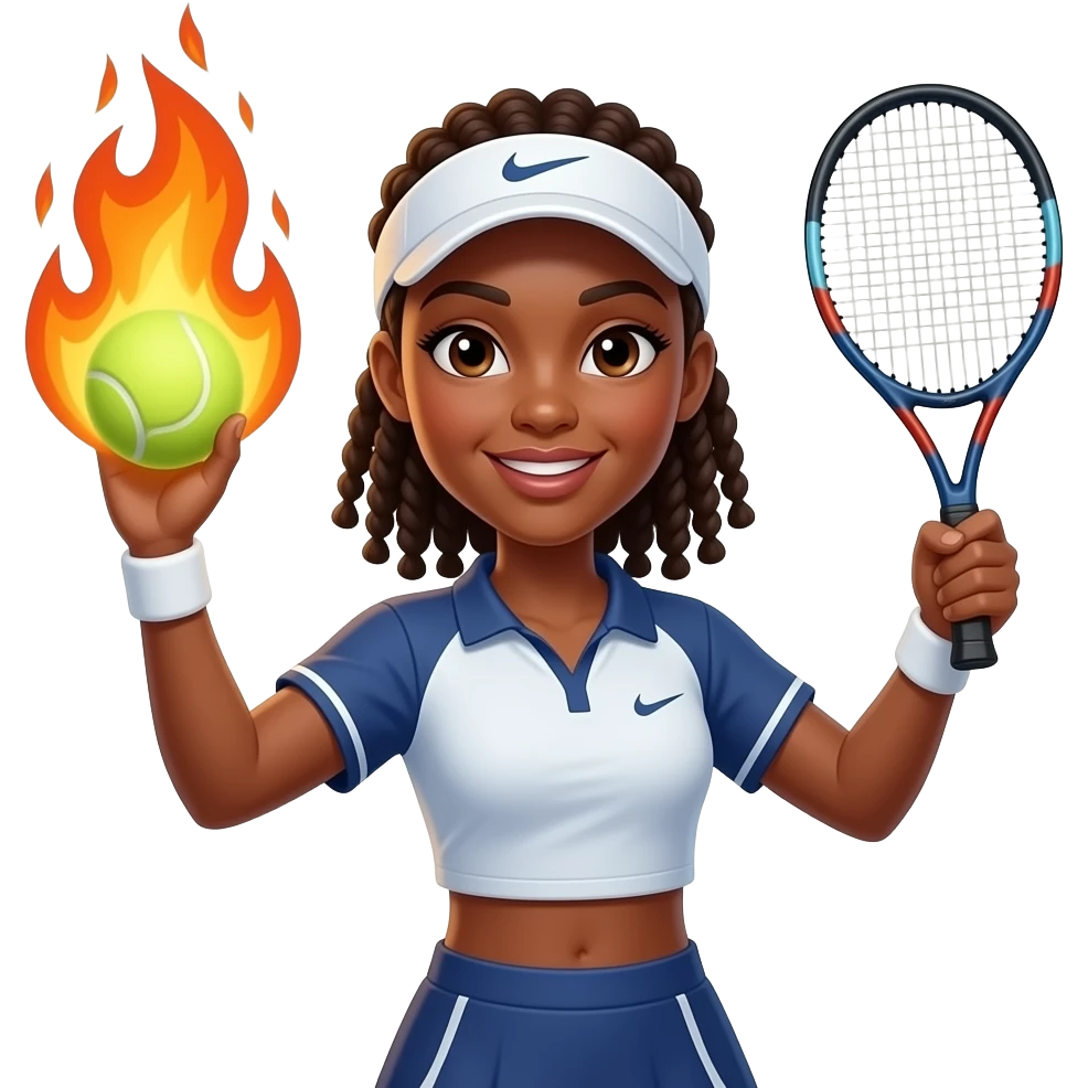 Black female with locs tennis player on fire emoji