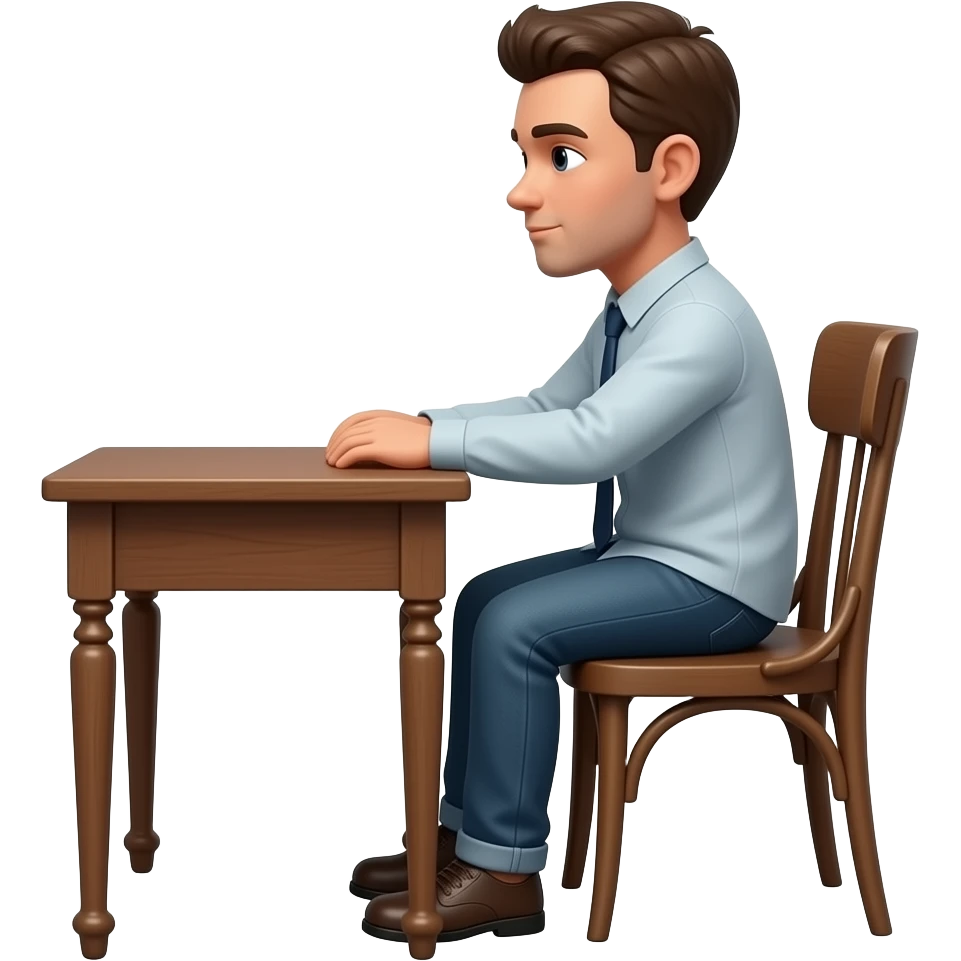 The Subtle Shift: A character slightly rotating in a chair, emphasizing "I am still here" without saying a word. emoji