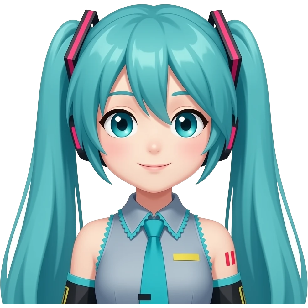 Hatsune Miku in dark blue nitrile medical jumpsuit emoji