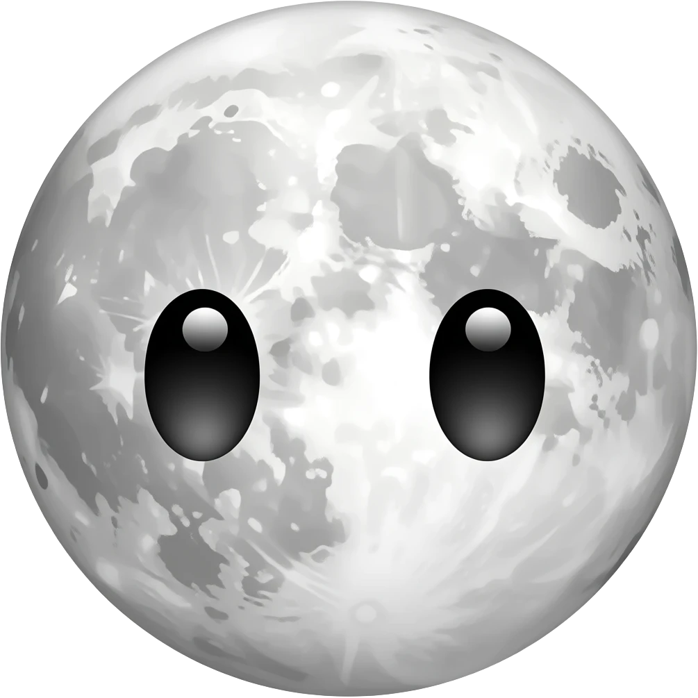 Kawaii moon black eyes emoji