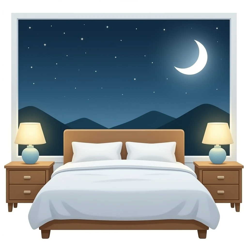 white bed cover and nightstands headboard emoji