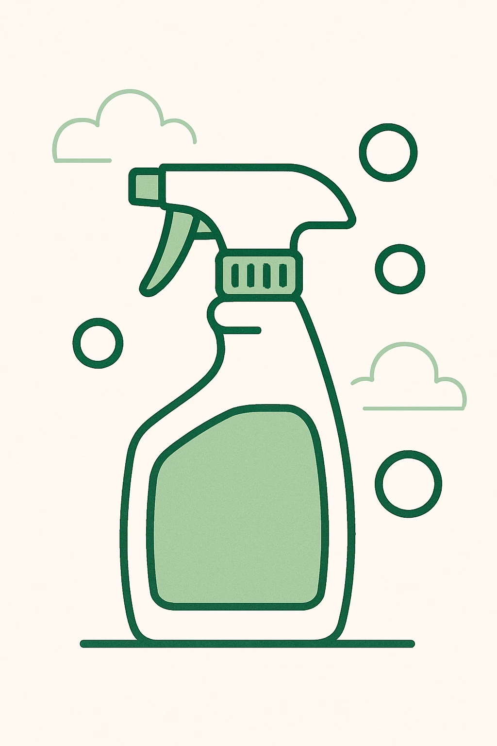 bathroom cleaner spray bottle, with bubbles, green and white color scheme emoji