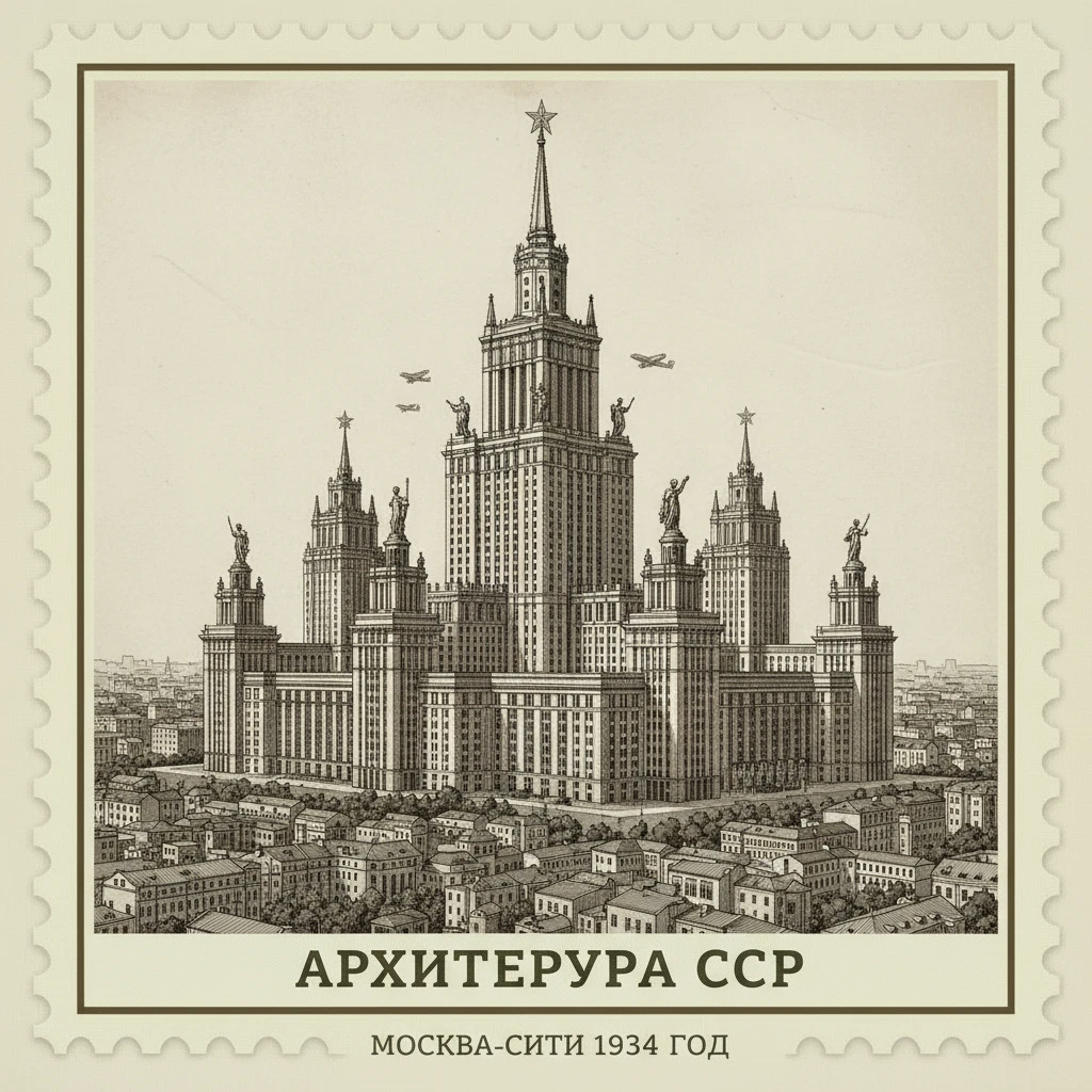Ампир-Небоскребы Москва-Сити, в СССР 1934 год. Архивные чертежи

Стилизуй изображение под марку как на фото emoji