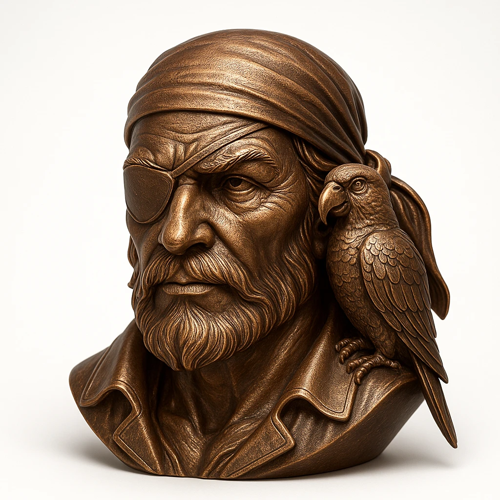 pirate with eye patch and parrot emoji