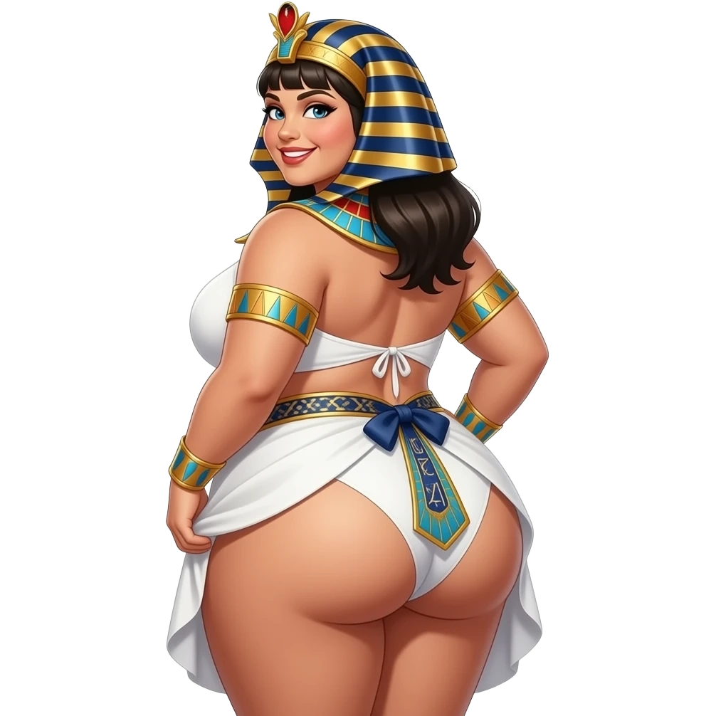 A extremely fat Egyptian big booty latina showing back her buttocks with a beautiful smile emoji