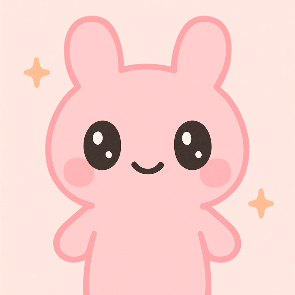 cute pink animal character, kawaii style, big eyes, soft features, pastel pink color palette emoji