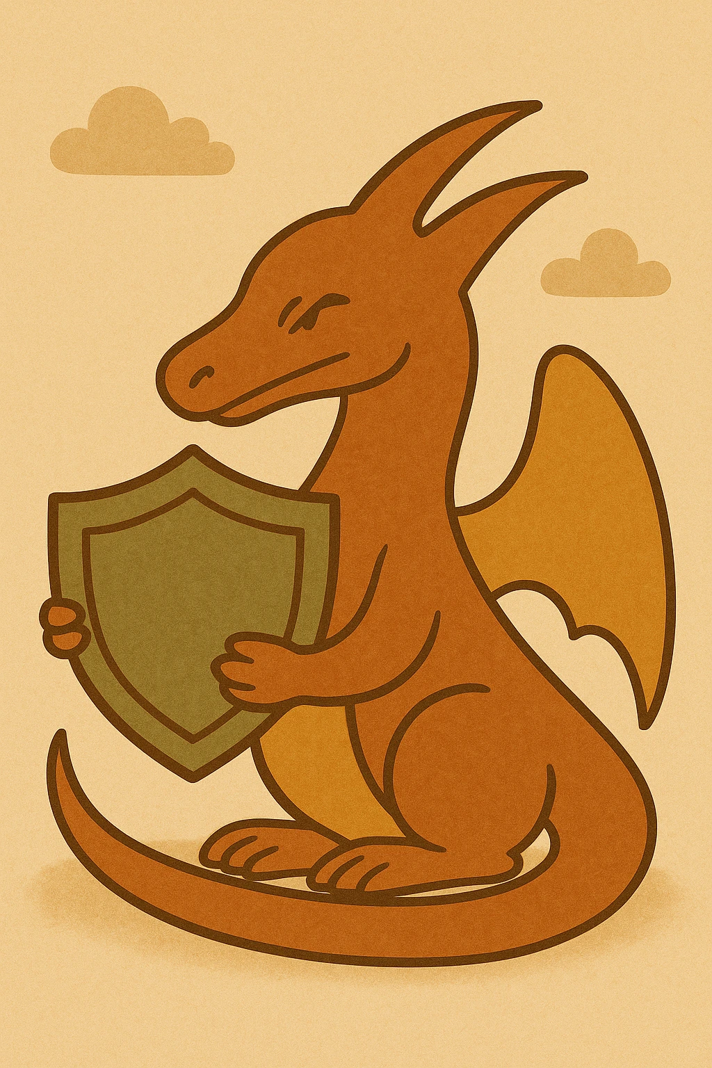 Make the shield much bigger, keep the Kali Linux dragon and flat vector style, warm color palette. emoji