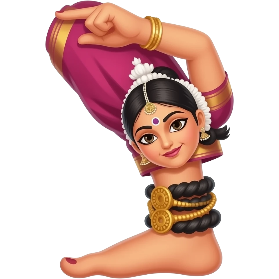 i dont need a sticker i need an emoji that can be used in our regular chats, draft me the emoji of a bharatanatyam leg in a dance position wearing alta and ghungroo emoji