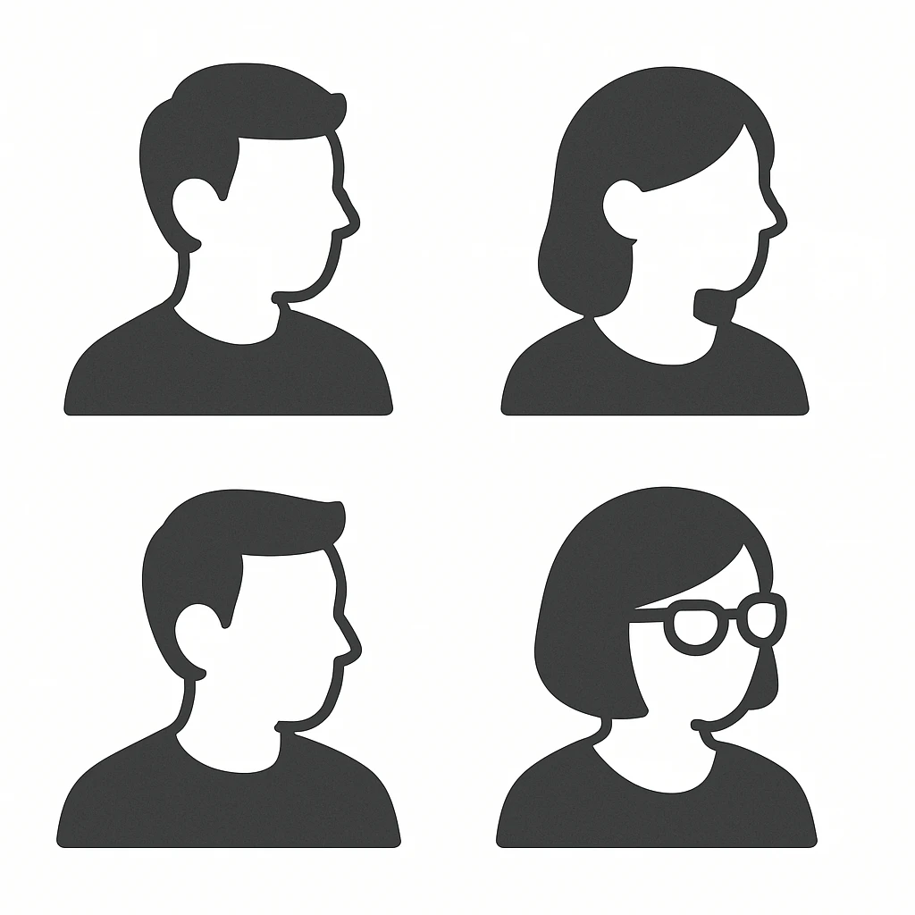 Make the same monochrome default avatars on a white background and change the direction they are facing.
Right now, they are facing 4 o'clock. They need to face 8 o'clock. emoji