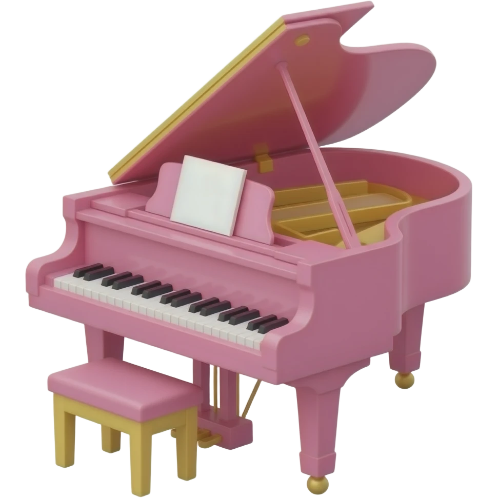 soft pink yellow simple piano , transparent background inspired by barbie colour pallete emoji