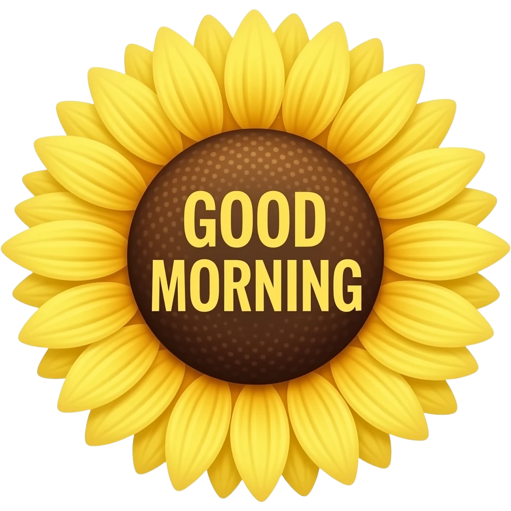 Sunflower with good morning text emoji