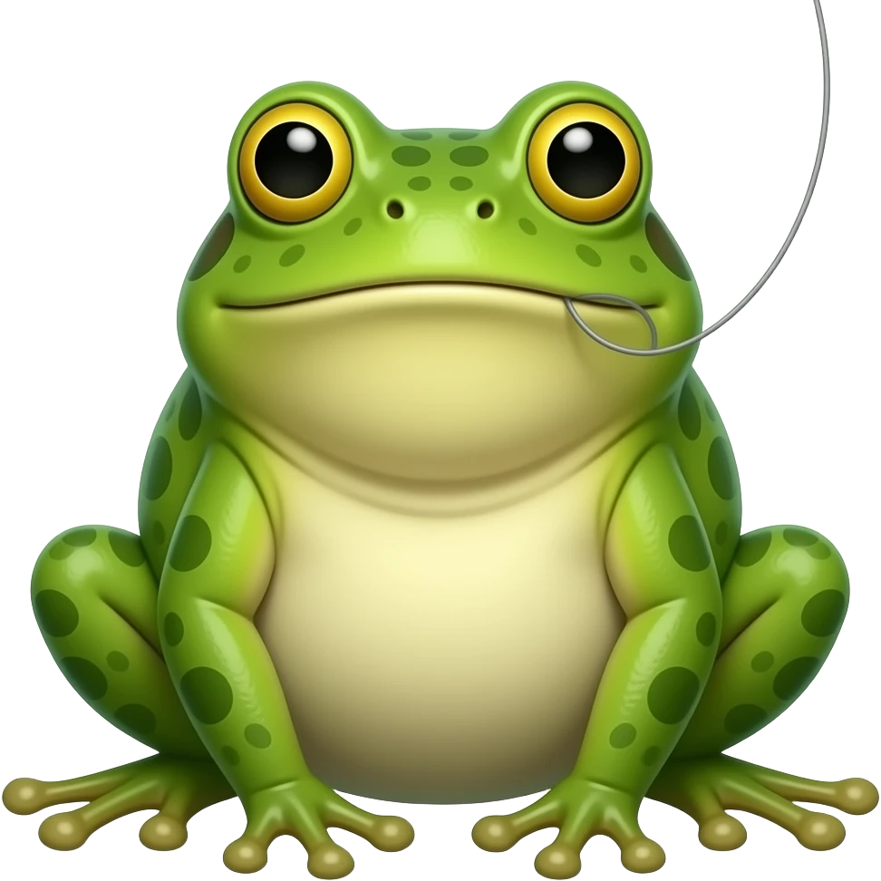 massive frog on the end of a fishing line emoji