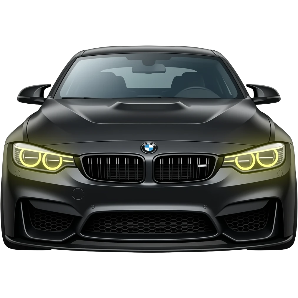 Emojis d’une voiture bmw m4 compétition dernière génération noir avec phare jaune emoji