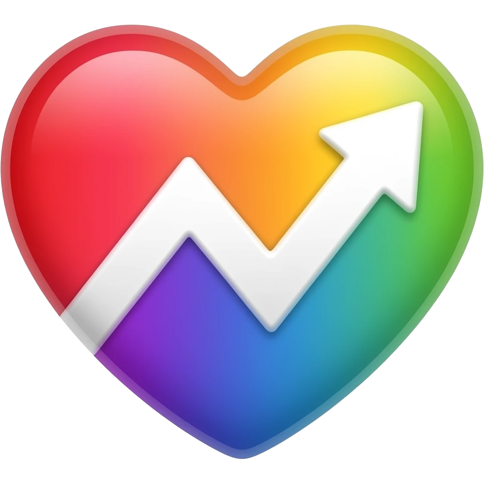 Progress heart red, orange, yellow, green, blue, violet, white, pink, light blue, brown, black emoji
