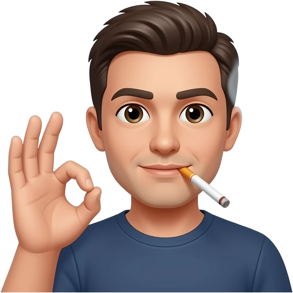 Emoji smoking with the ok hand emoji