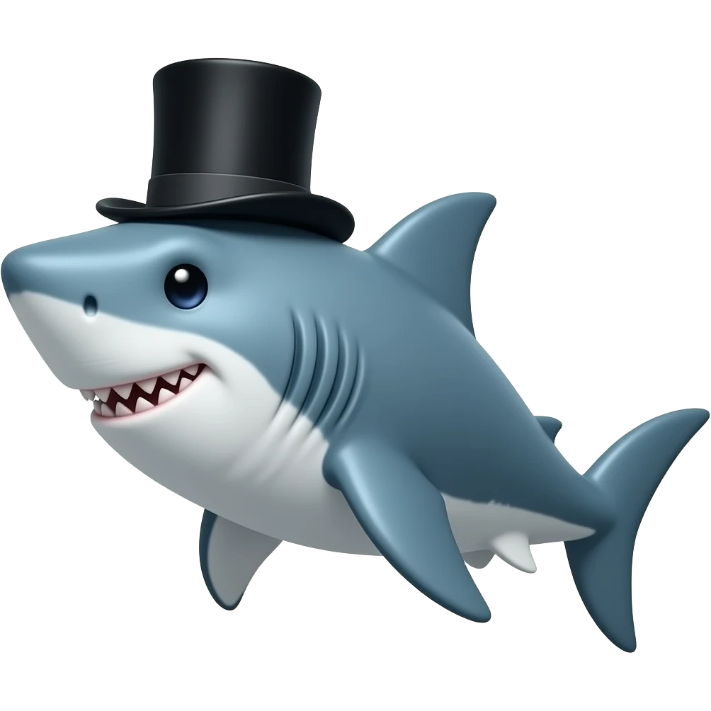 Shark with a top hat emoji