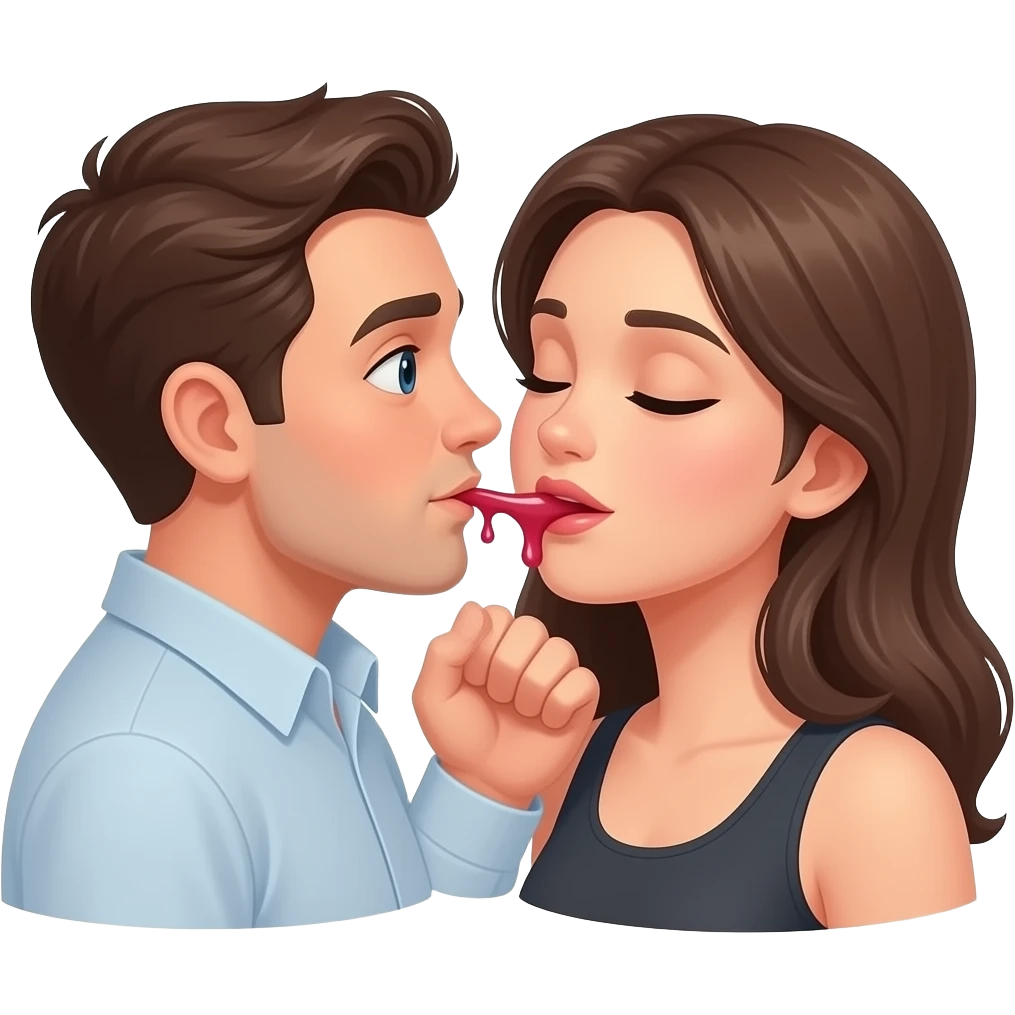 Ejaculate Cum covered woman’s face with a male pen is jerking off into her face emoji