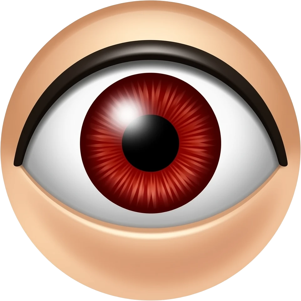 un solo ojo de color rojo  que exprese miedo y que en el centro dela pupila haya una creando roto emoji