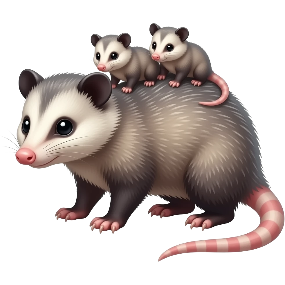 tlacuache CON SUS BEBES emoji